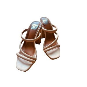 DV by Dolce Vita Pyro Beige Triple-Strap Platform Block Heel Sandals 9